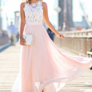 Pink and white maxi dress
